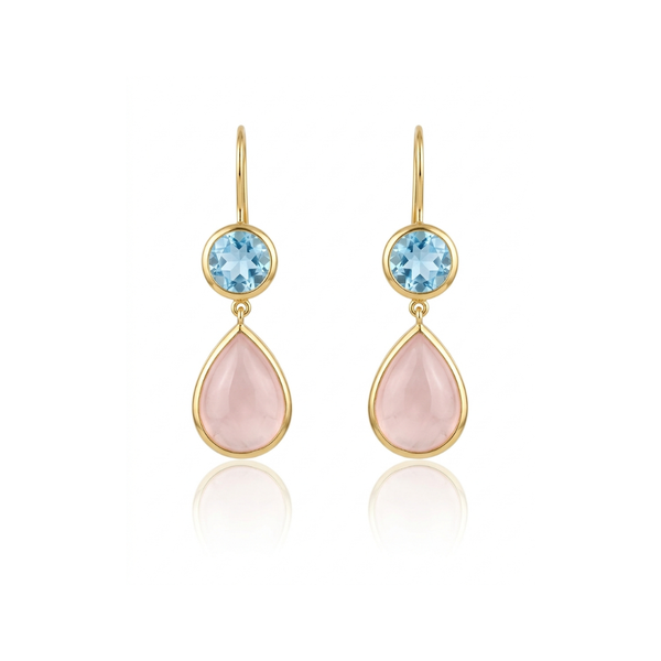 Amara | Sky Blue Topaz & Rose Quartz | Earrings