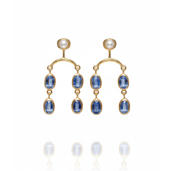 Iris | Cultured Pearl And Natural Kyanite | Earrings