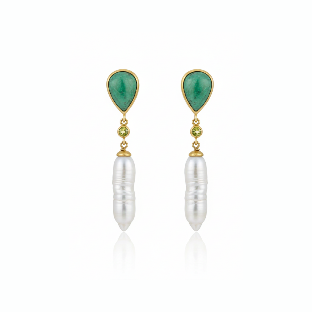 Orla | Variscite, Peridot And Cultured Pearl | Earrings