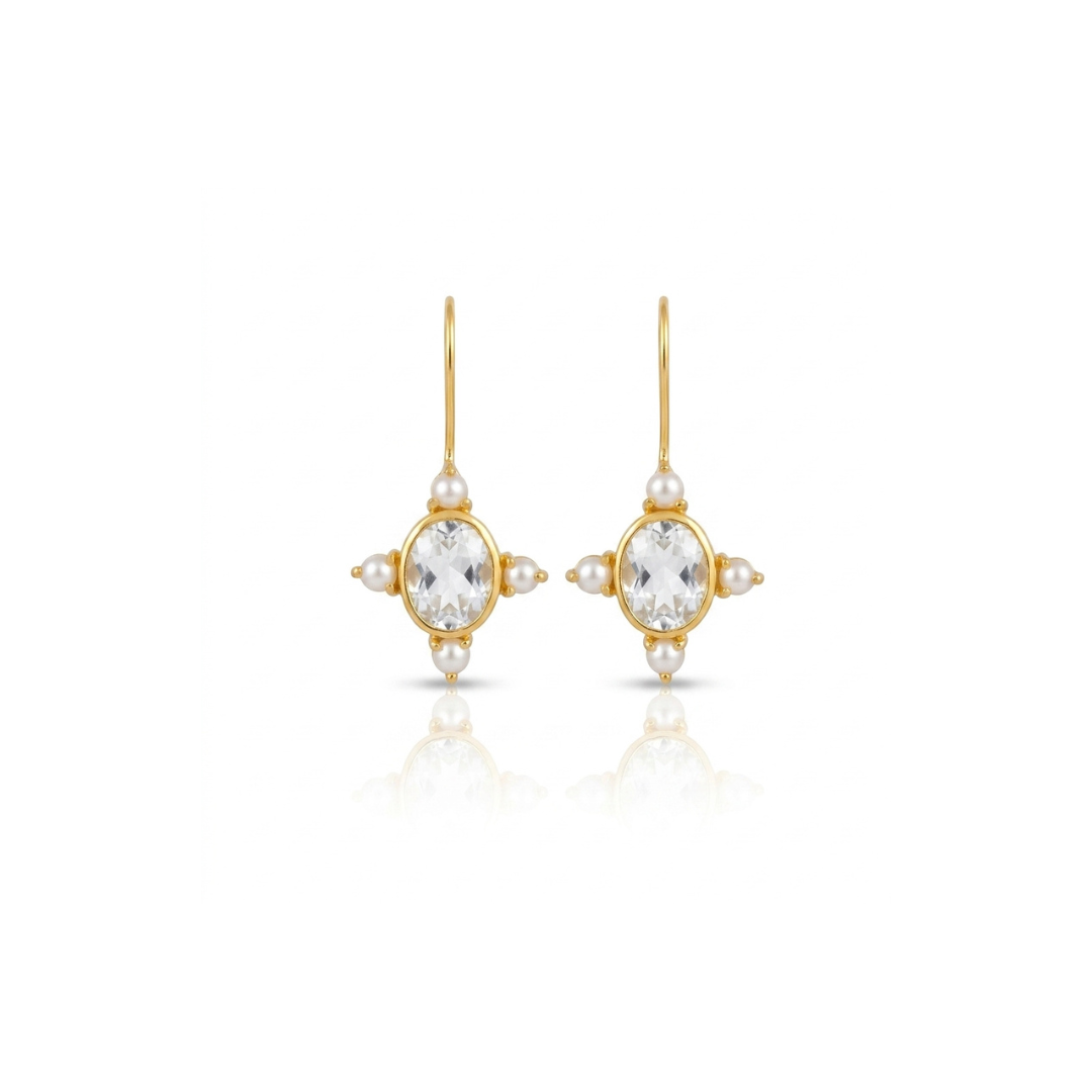 Ellie | White Topaz And Pearl | Earring