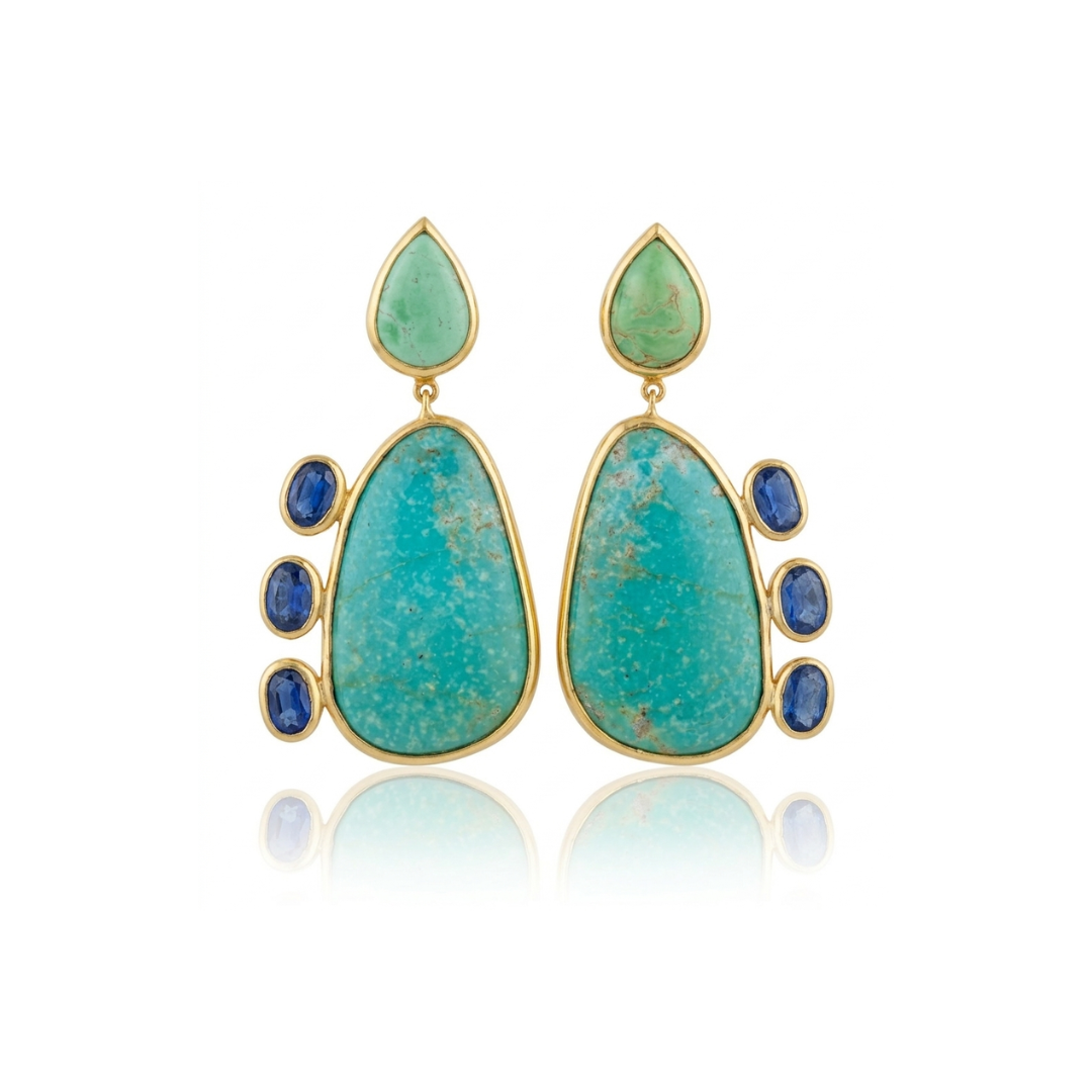One Off | Variscite, Kingman Turquoise & Kyanite | Earrings