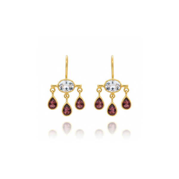 Scarlette | White Topaz And Rose Garnet | Earrings