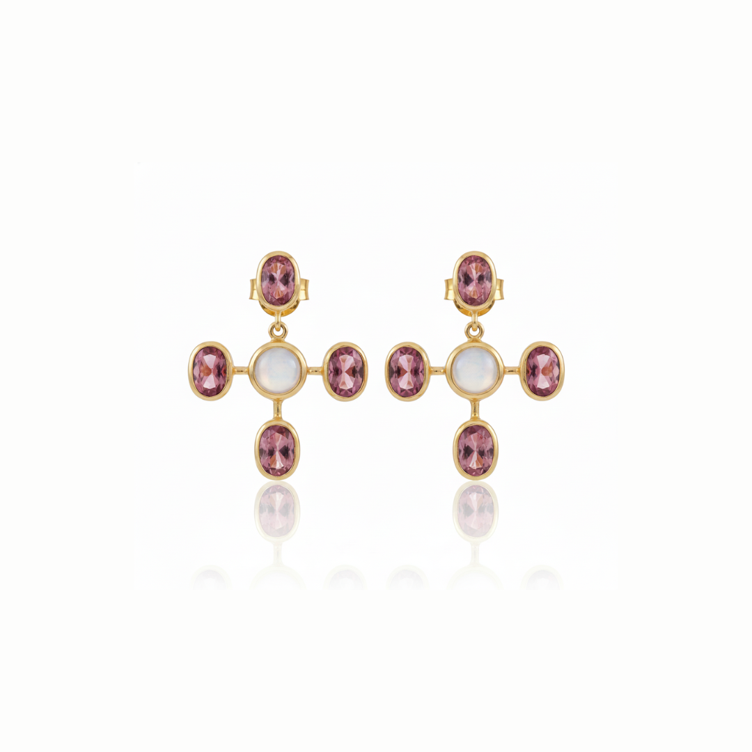 Aria | Moonstone And Pink Tourmaline | Earrings