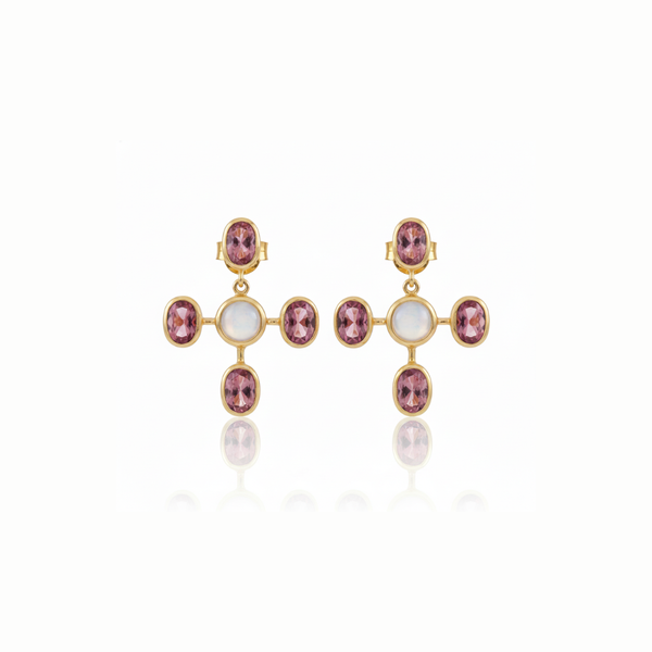 Aria | Moonstone And Pink Tourmaline | Earrings