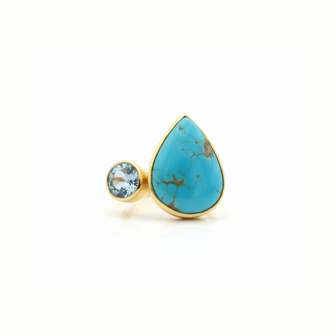 One Off | Turquoise And Sky Blue Topaz  | Ring