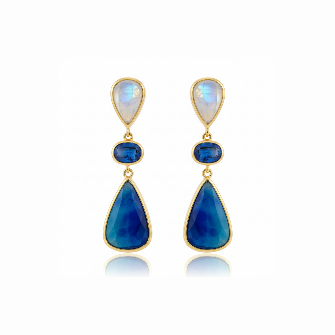 One Off | Rainbow Moonstone, Kyanite And Afghanite | Earring