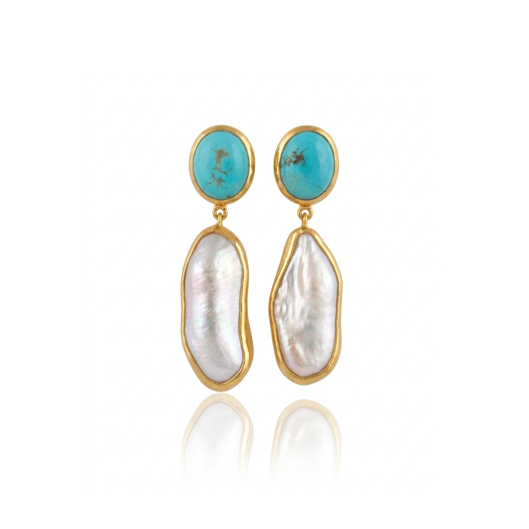 One Off | Turquoise & Cultured Pearl | Earrings