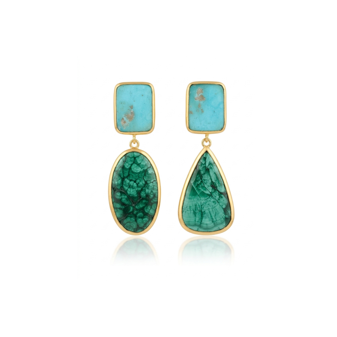 One off | Turquoise & Malachite | Earrings