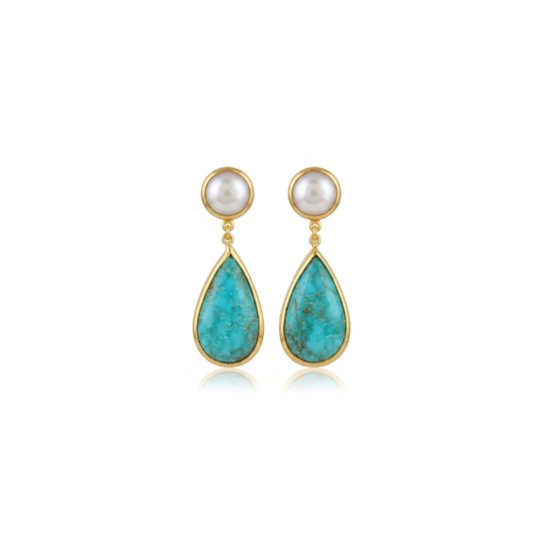 One Off | Kingman Turquoise & Cultured Pearl | Earrings