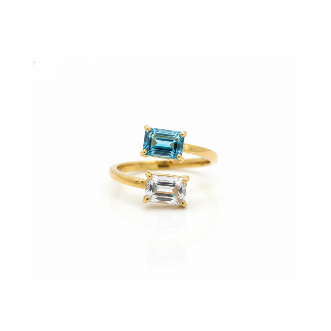 Ines | Swiss Blue Topaz And White Topaz | Ring