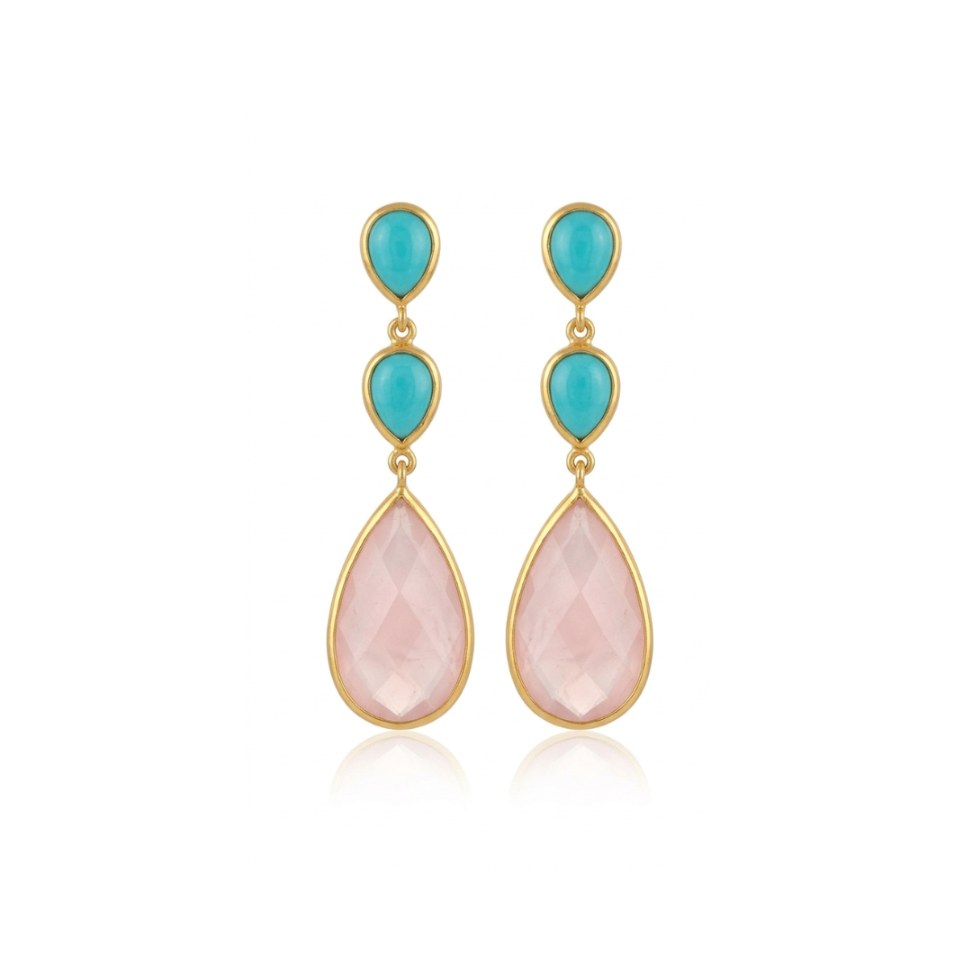 One Off | Turquoise & Rose Quartz | Earrings