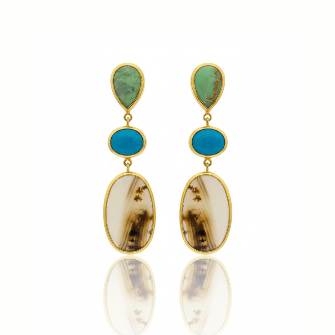 One off | Variscite, Turquoise and Montana Agate | Earring