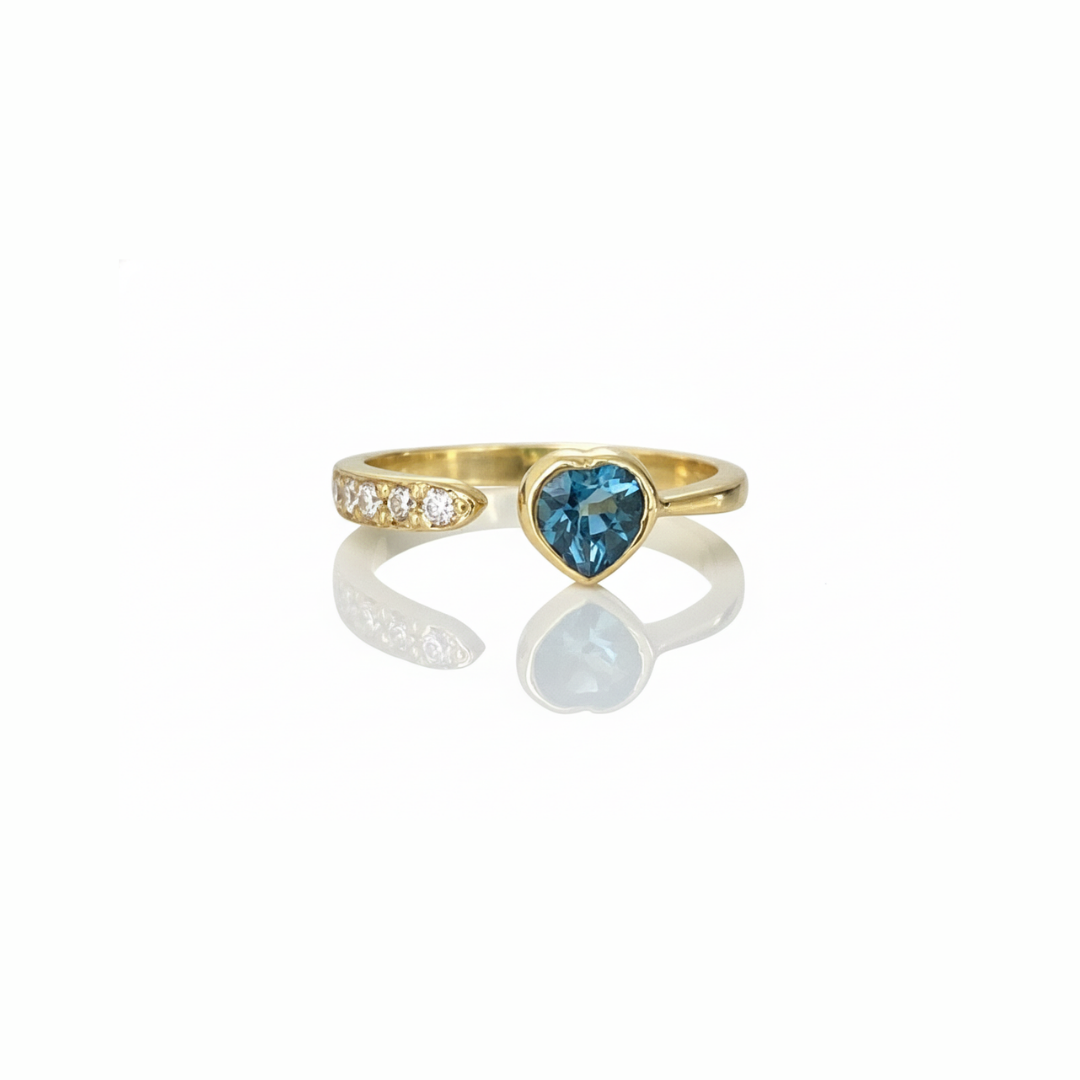 Natural Swiss Blue Topaz And Zircon ring