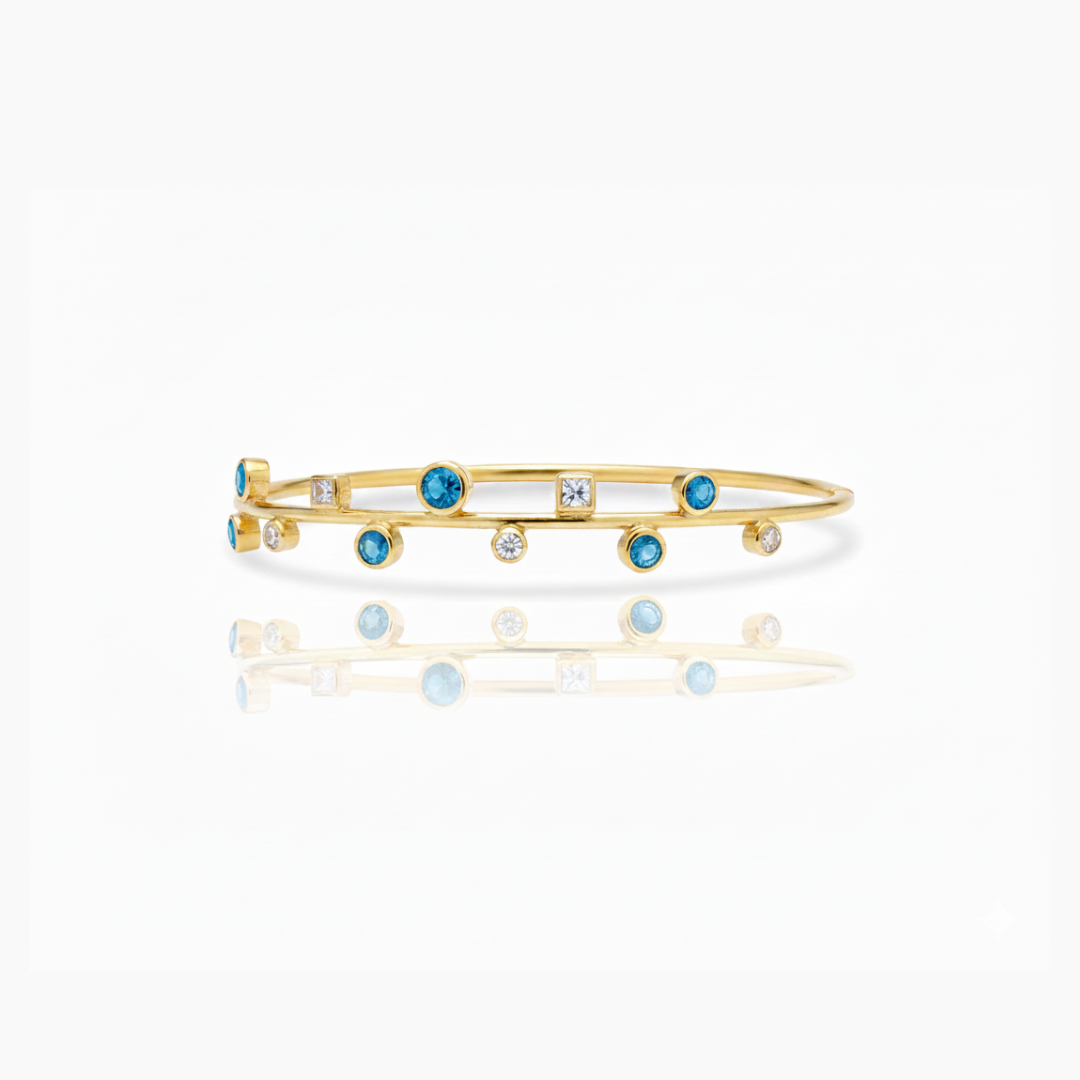 Vivian | Swiss Blue Topaz And White Topaz | bangle