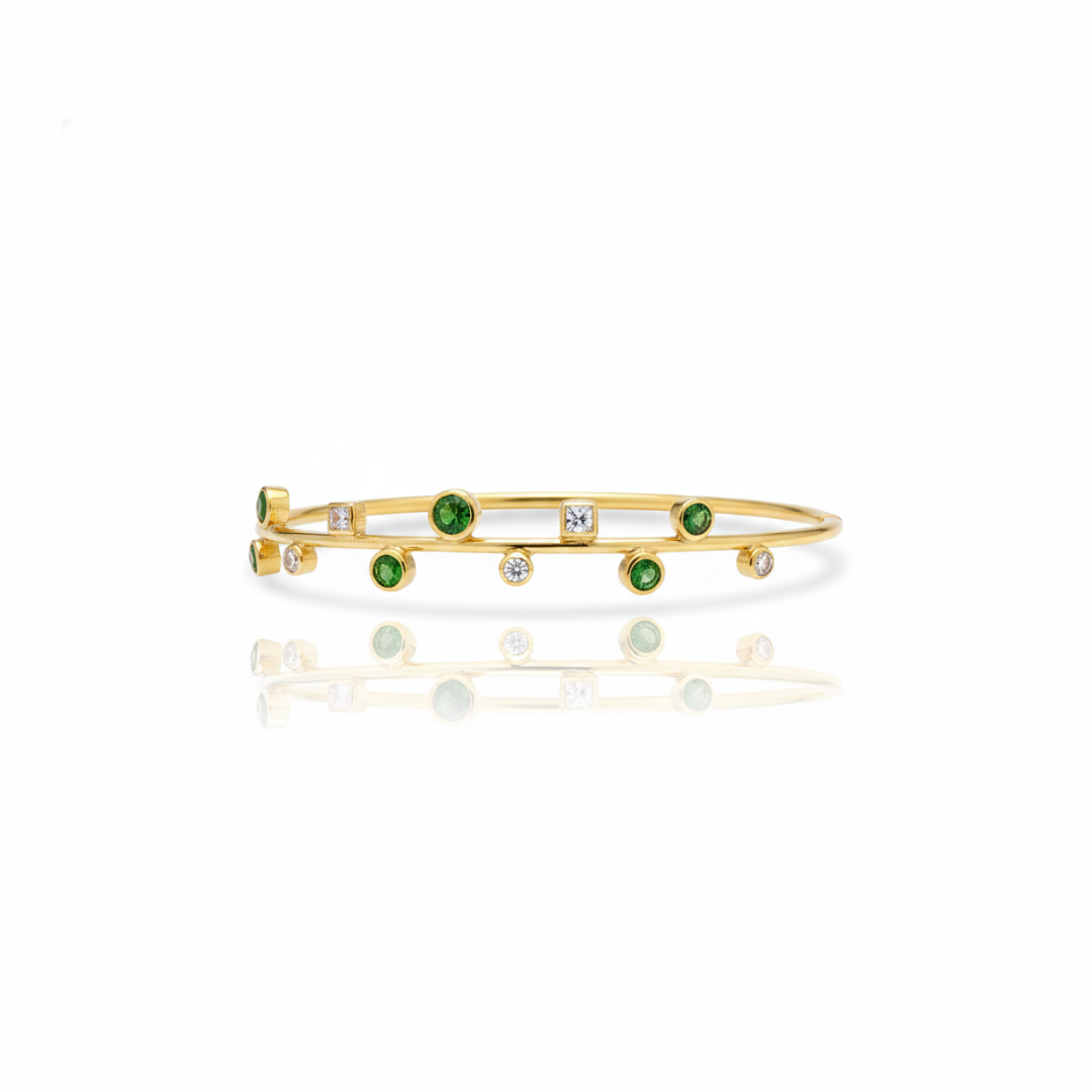 Vivian | Chromium Diopside And White Topaz | Bangle