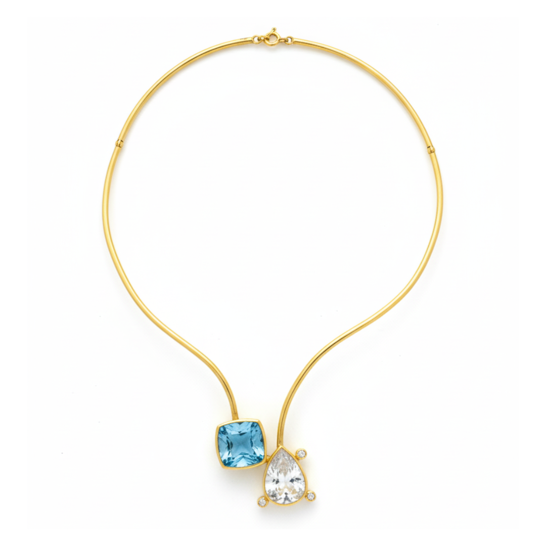 One Off | White Topaz And Swiss Blue Topaz  | Necklace