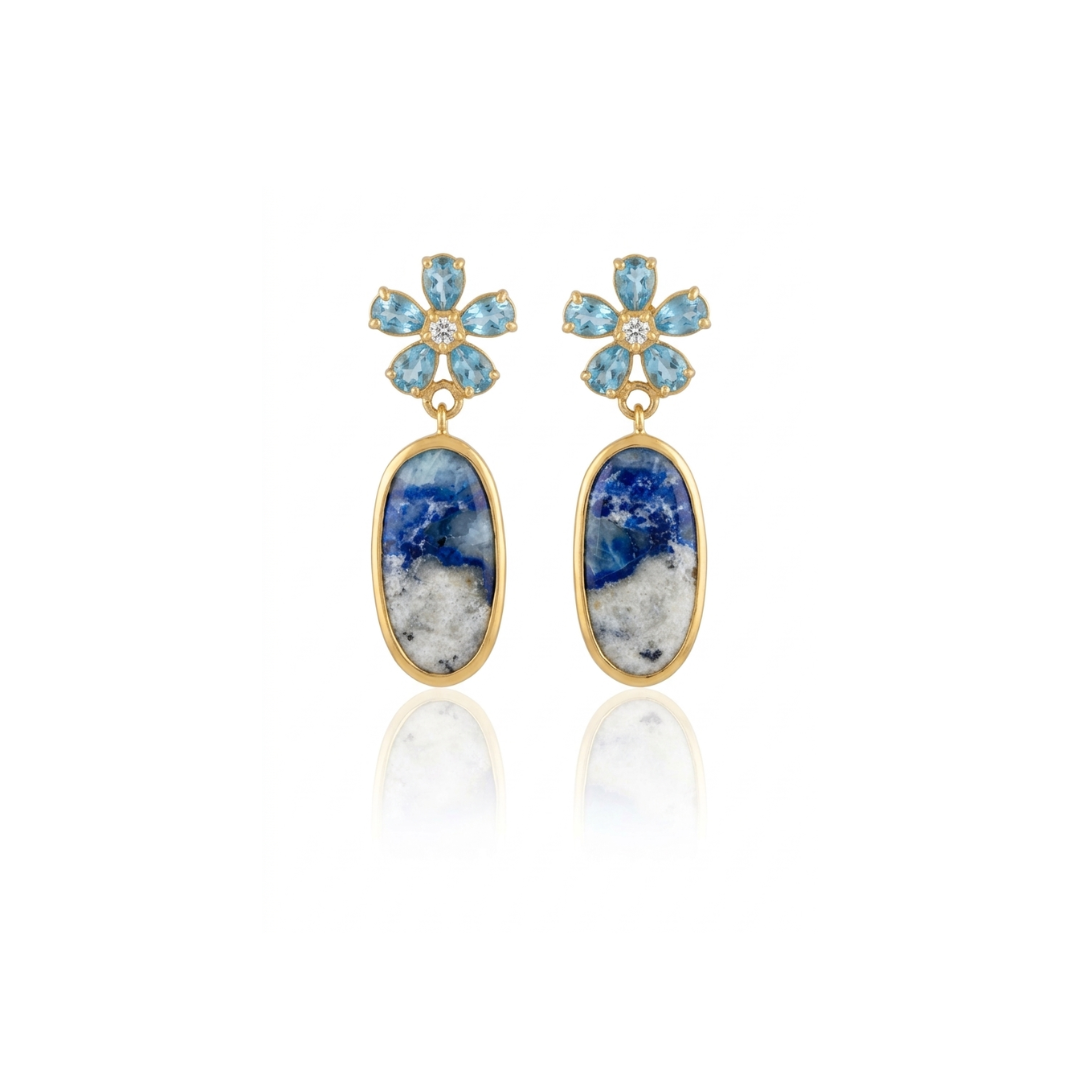 Limited | White Topaz, Blue Topaz And Afghanite | Earrings
