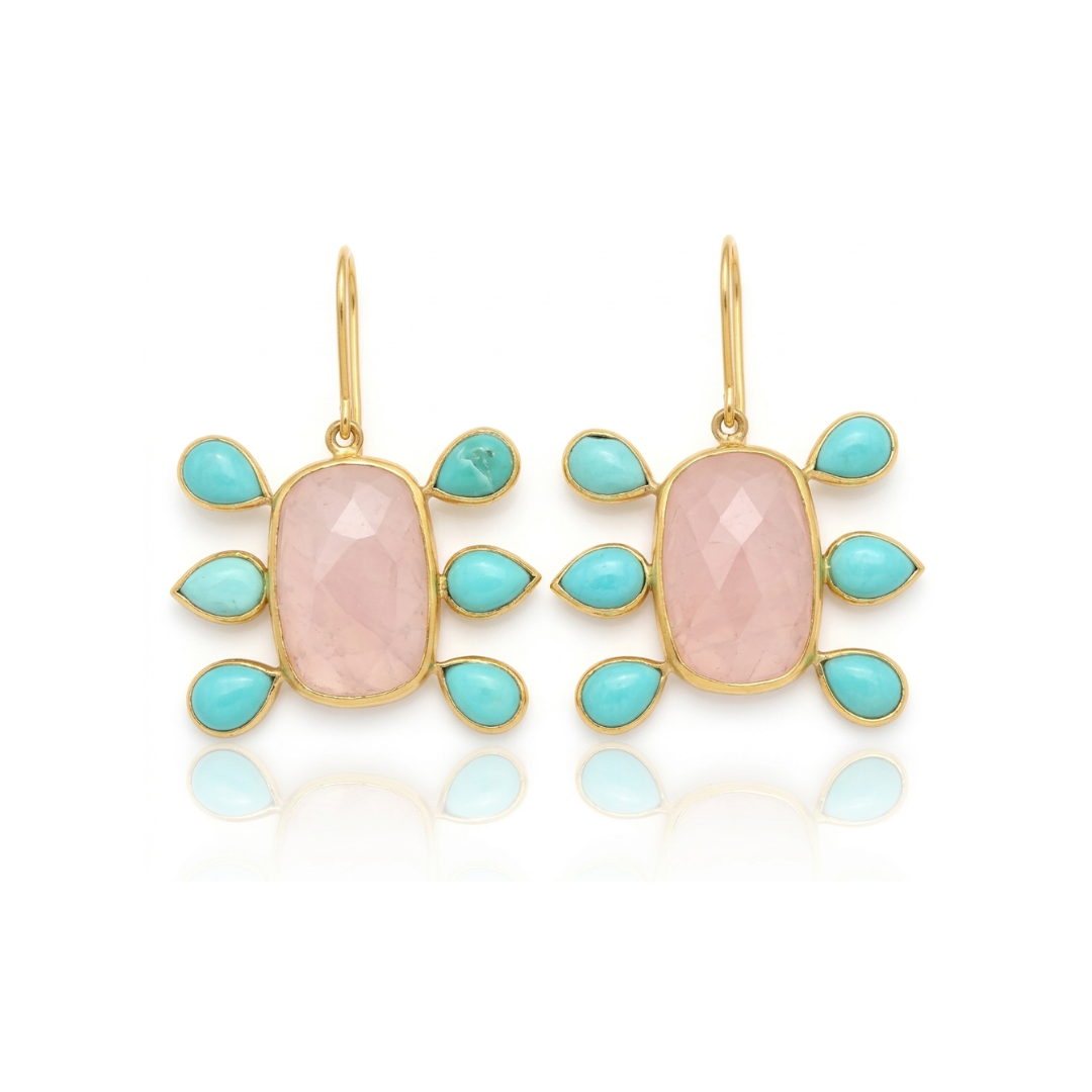 One Off | Rose Quartz & Turquoise | Earrings
