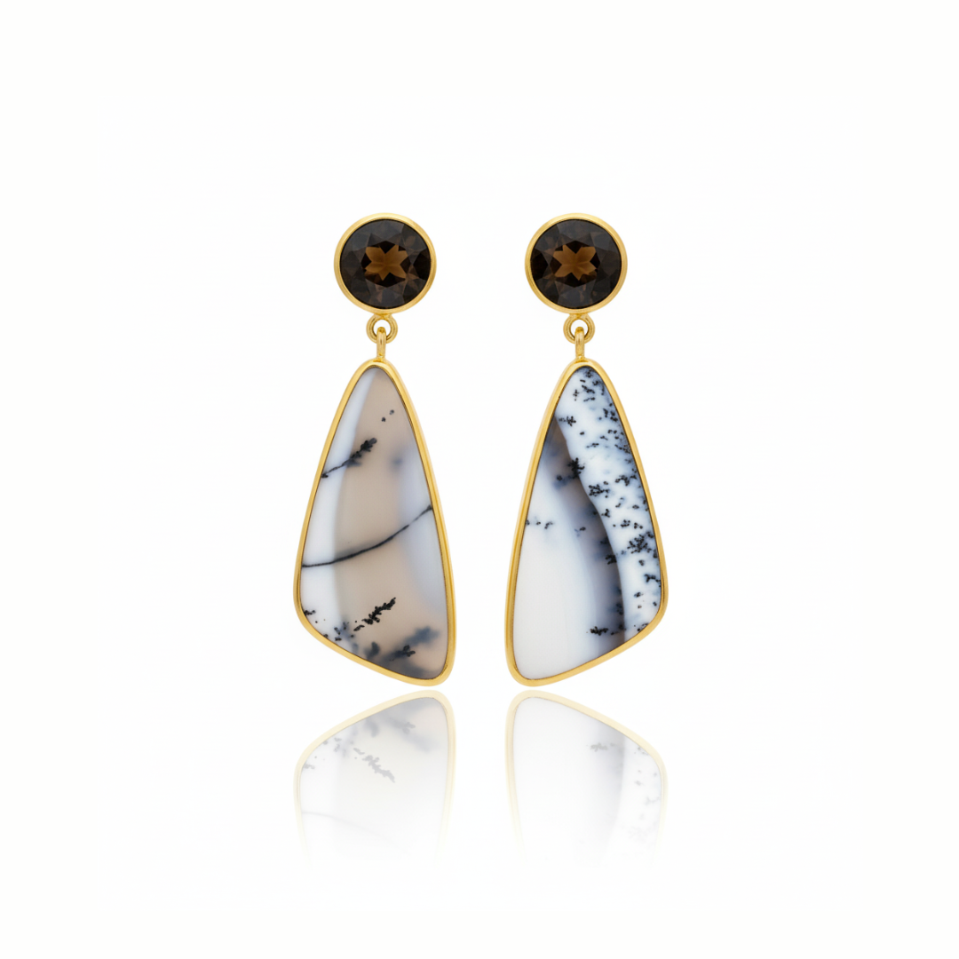 Smokey Quartz And Dendritic Agate | Earring