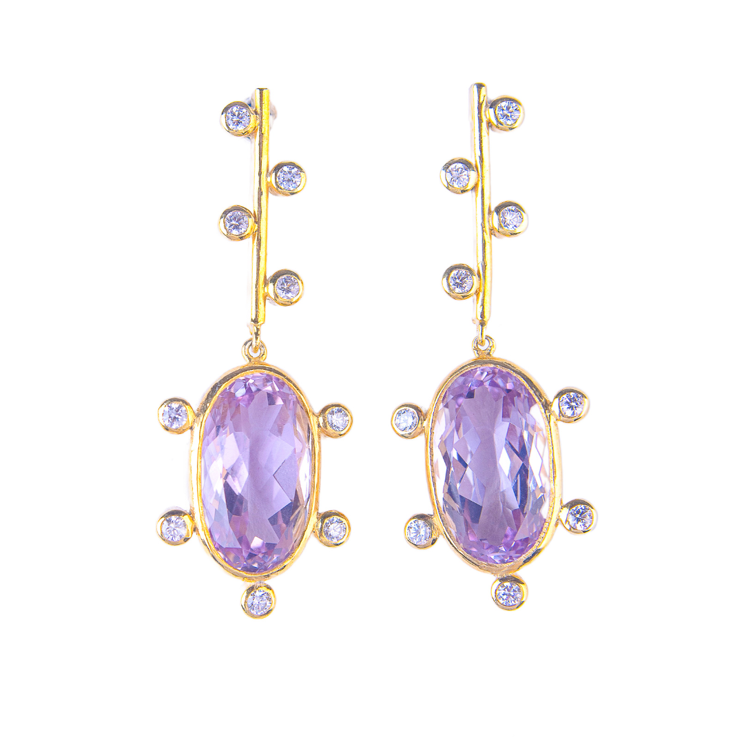 One Off | Amethyst And Cubic Zirconia | Earrings