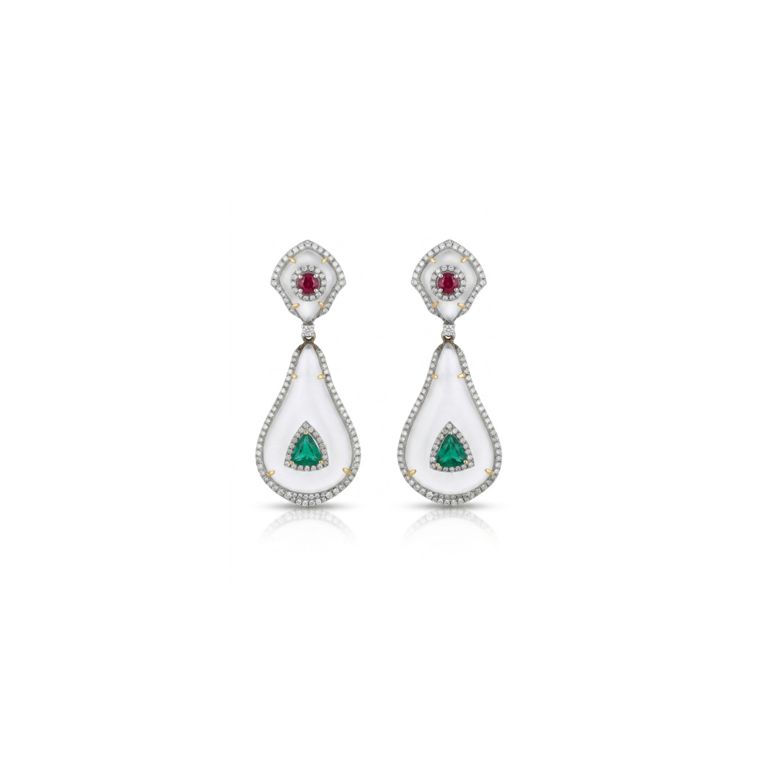 One Off | Emerald, Ruby & Diamond |  Earrings