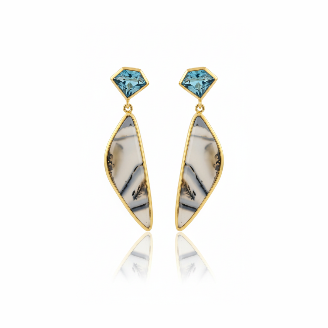 One Off | Swiss Blue Topaz And Montana Agate | Earrings