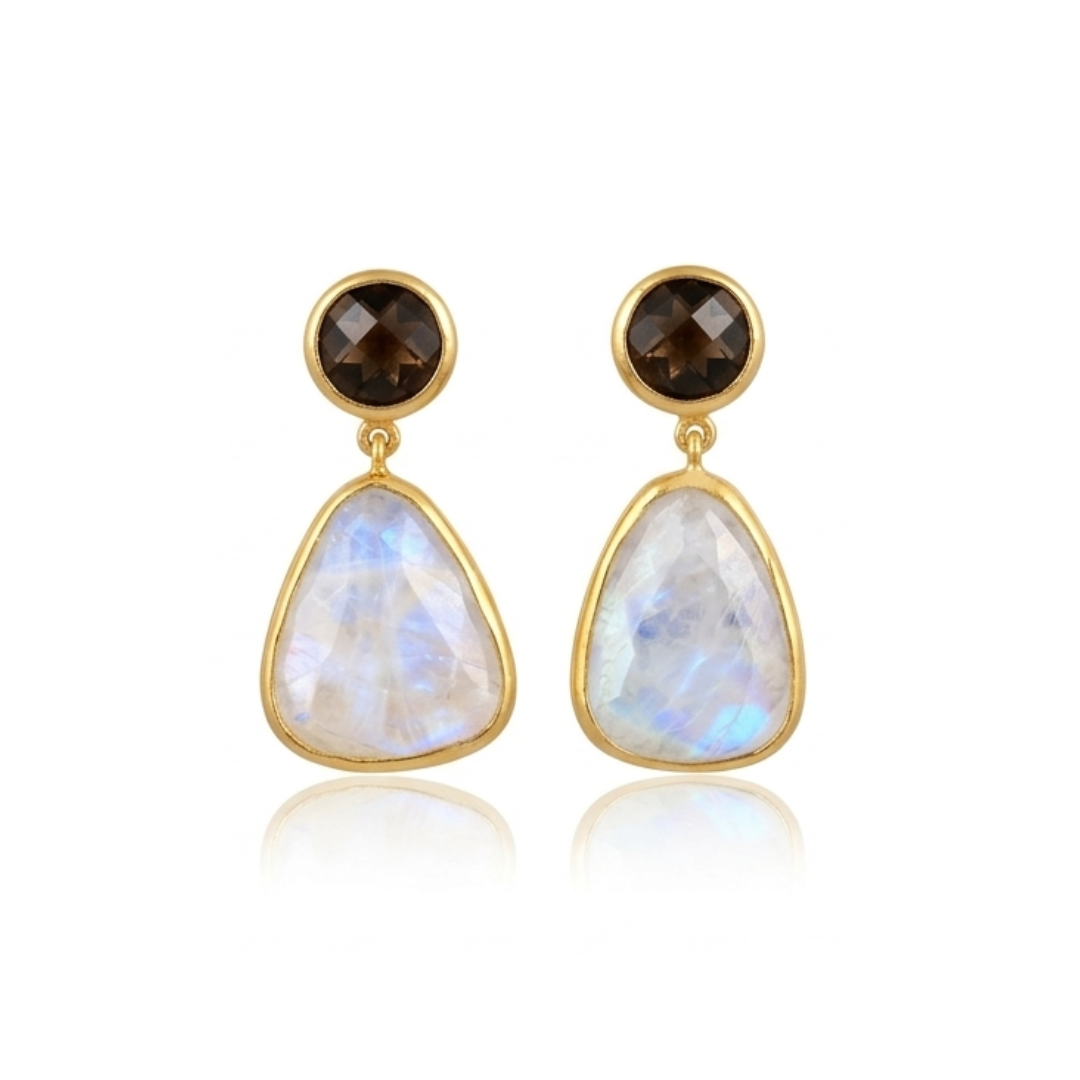 Mismatched | Smokey Quartz & Rainbow Moonstone | Earrings