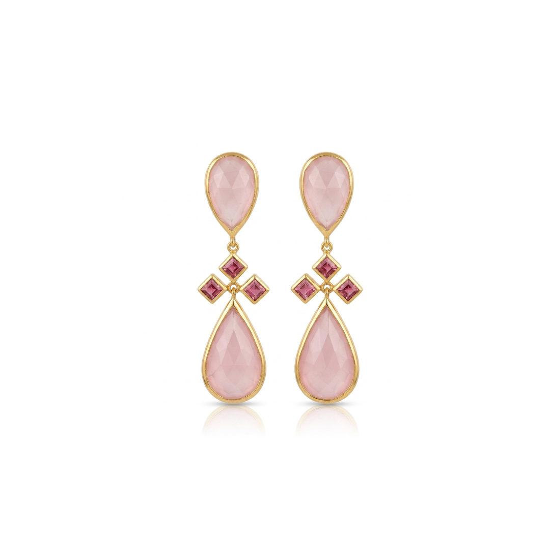 One Off | Pink Tourmaline & Rose Quartz | Earrings