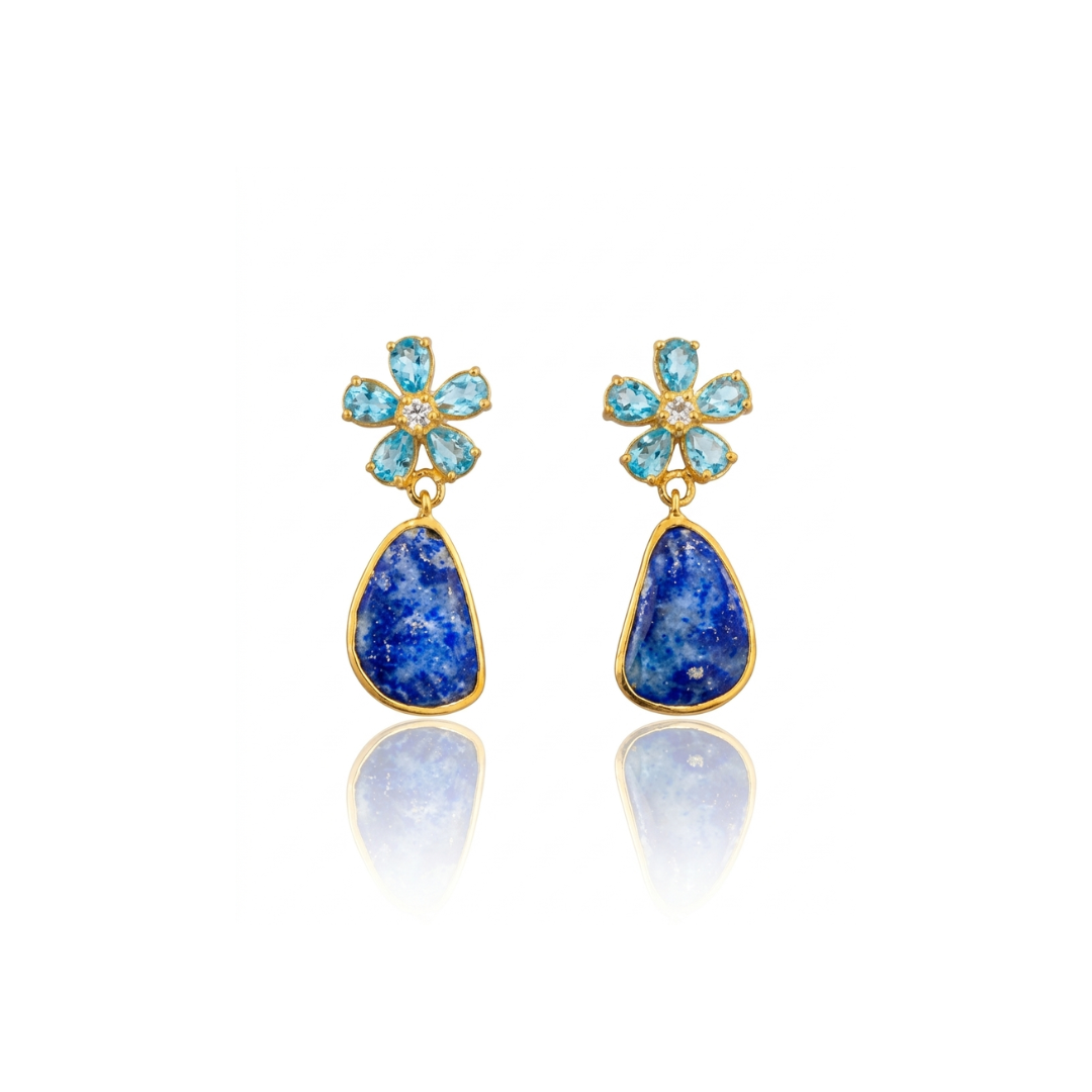 Limited | White Topaz, Blue Topaz And Afghanite | Earrings