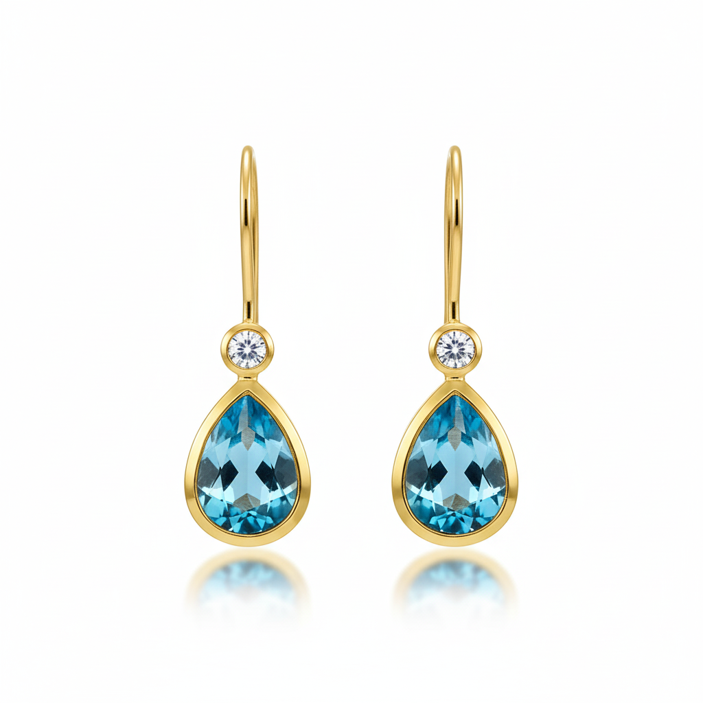 Ana | Natural Swiss Blue Topaz And White Topaz | Earring