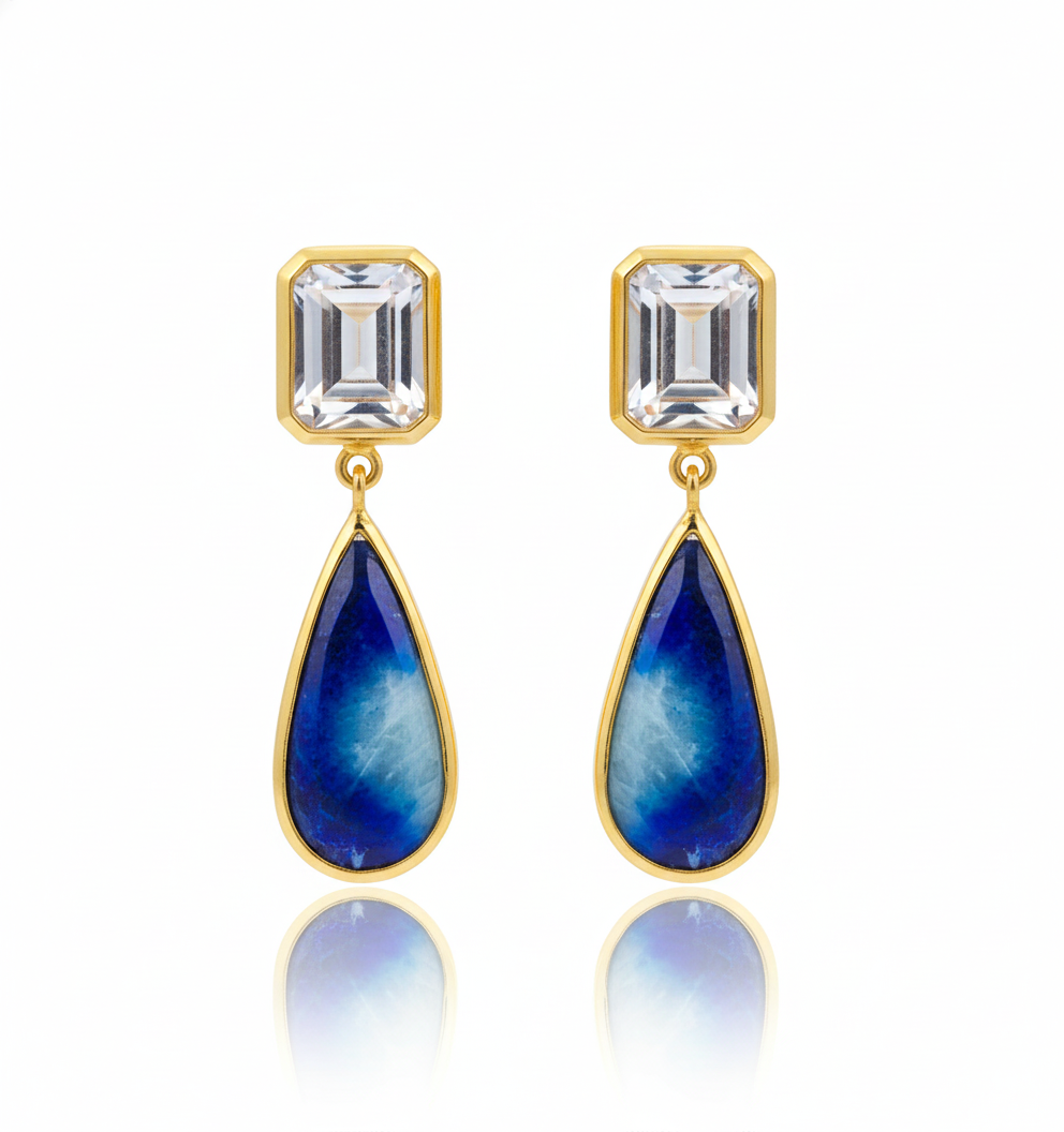 One Off | White Topaz And Afghanite | Earrings