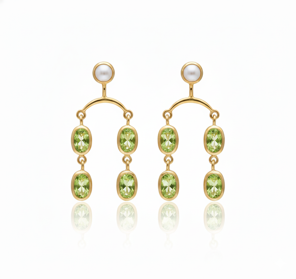 Iris | Cultured Pearl And Natural Peridot | Earrings