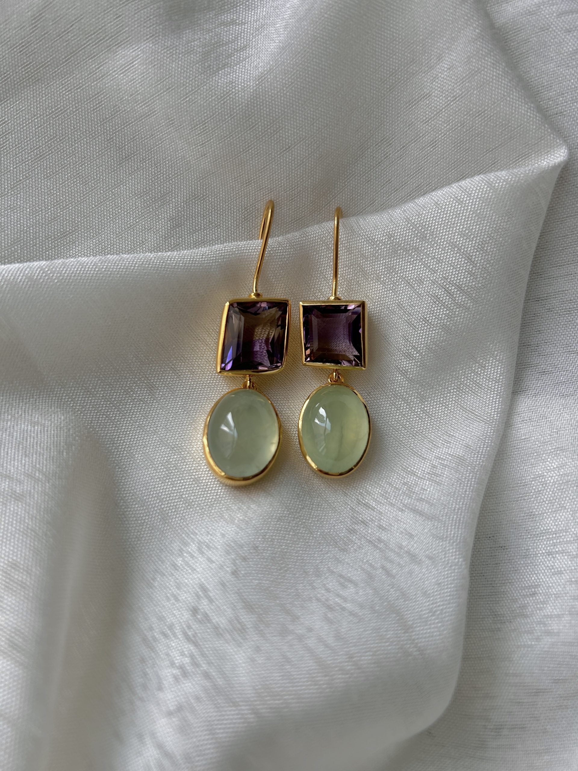 Ametrine and Prehnite Earrings