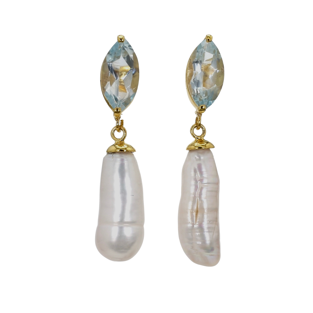 One Off | Sky Blue Topaz And Pearl | Earring