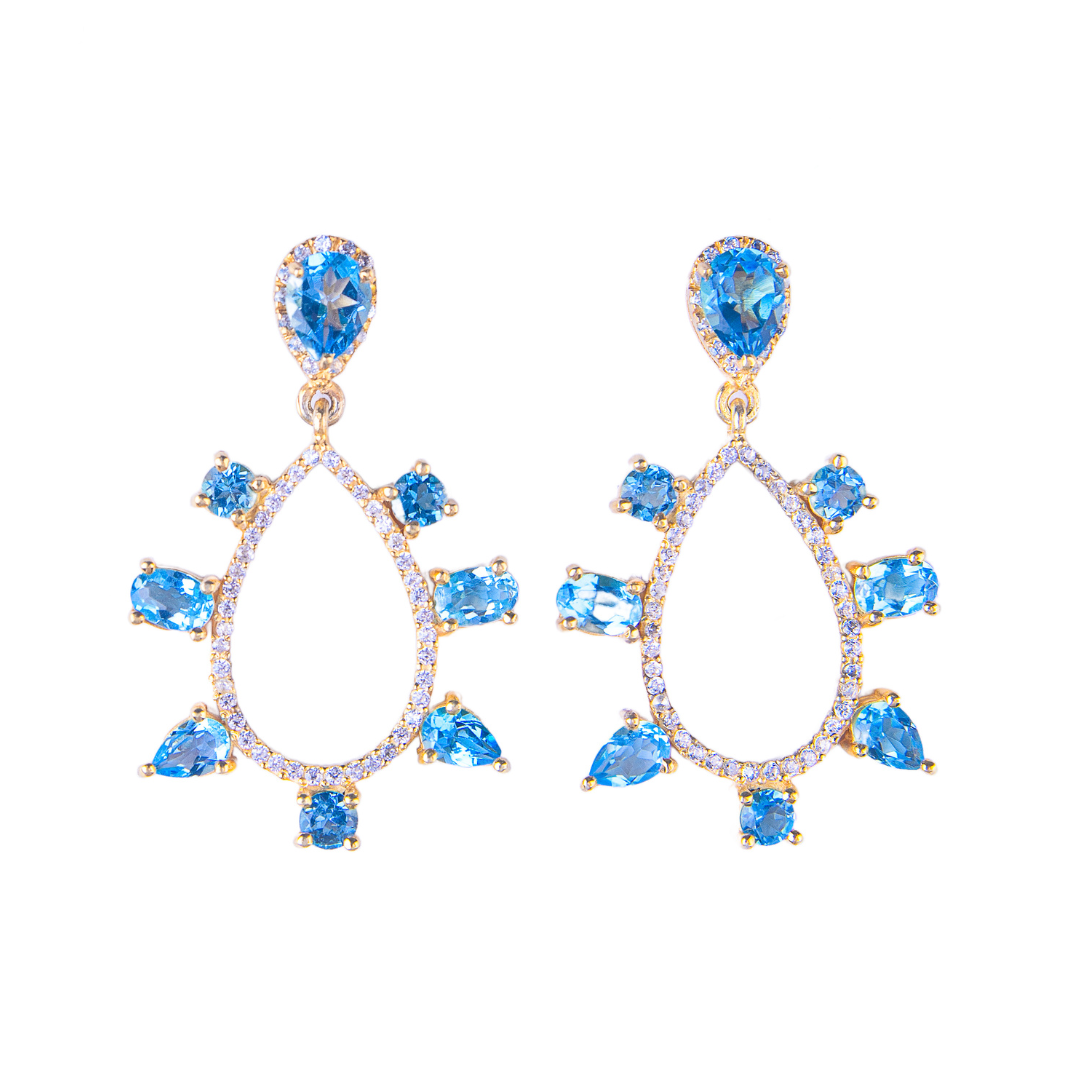 Zerina | Swiss Blue Topaz And Cubic Zirconia | Earrings