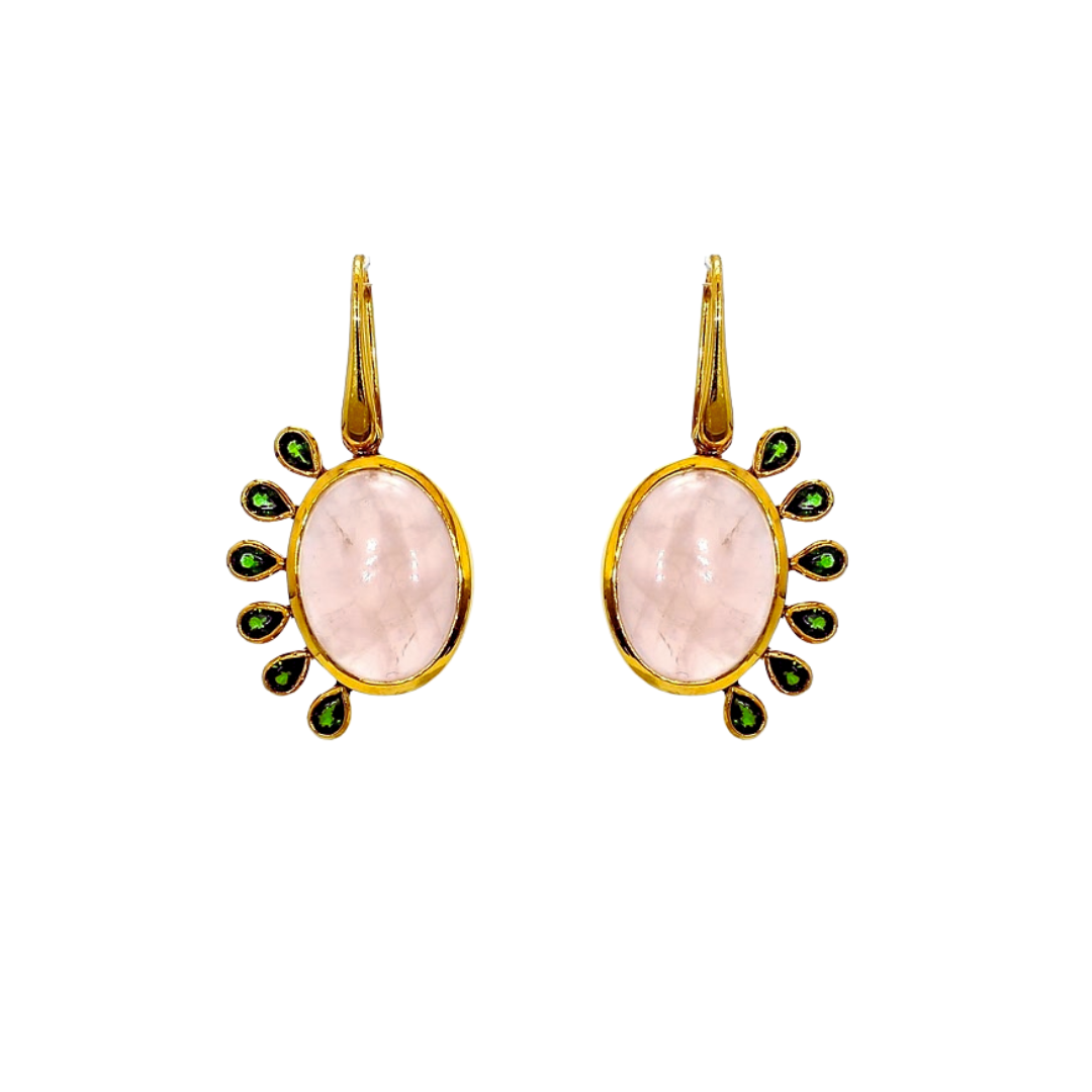 Chromium Dioxide And Rose Quartz Earring