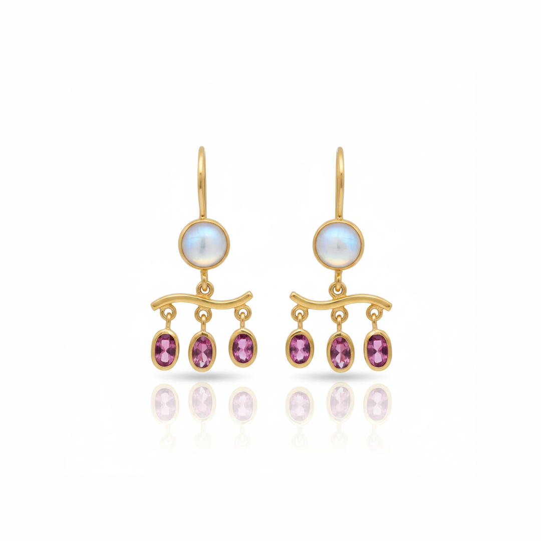 Savannah | Moonstone And Pink Tourmaline | Earrings