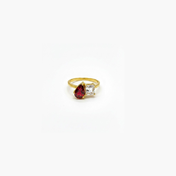 Toi et Moi | Garnet & White Topaz | Ring