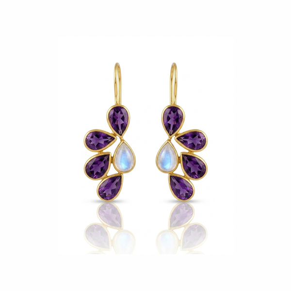 Peacock | Amethyst & Rainbow Moonstone | Earring