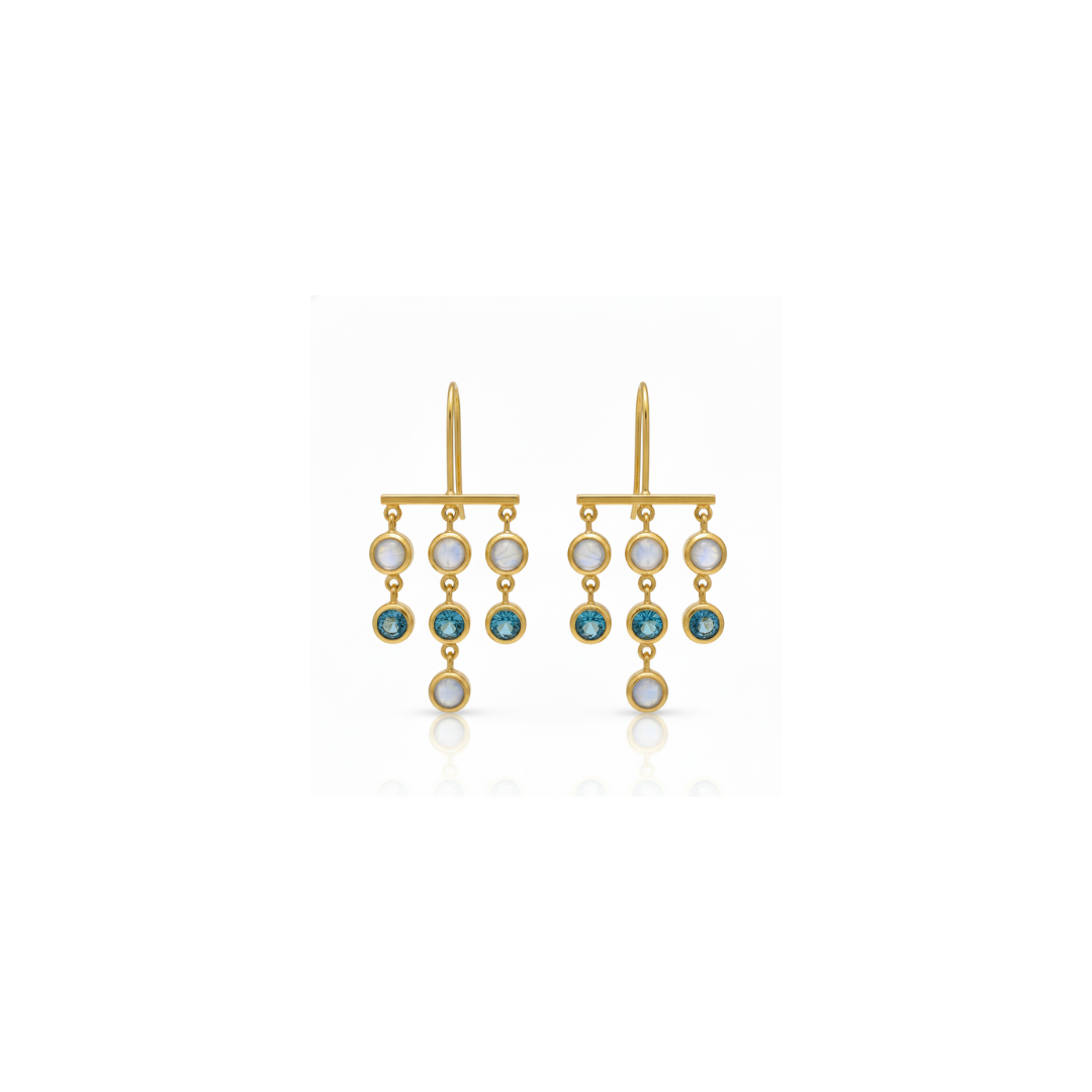 Olivia | Moonstone And Swiss Blue Topaz | Earrings