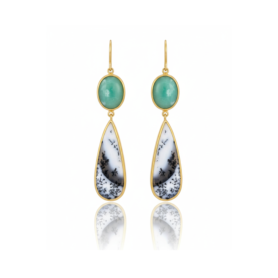 Amazonite and Dendritic Agate | Earrings