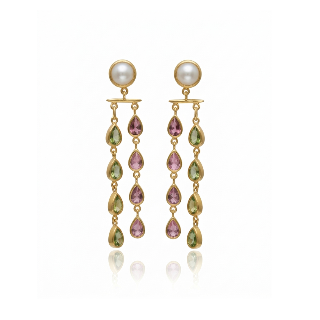 Emaline | Cultured Pearl And Tourmaline | Earring