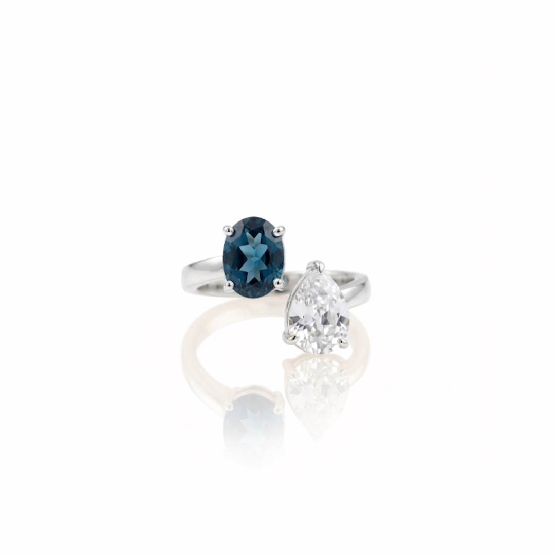 You And Me | London Blue Topaz And White Topaz | Ring