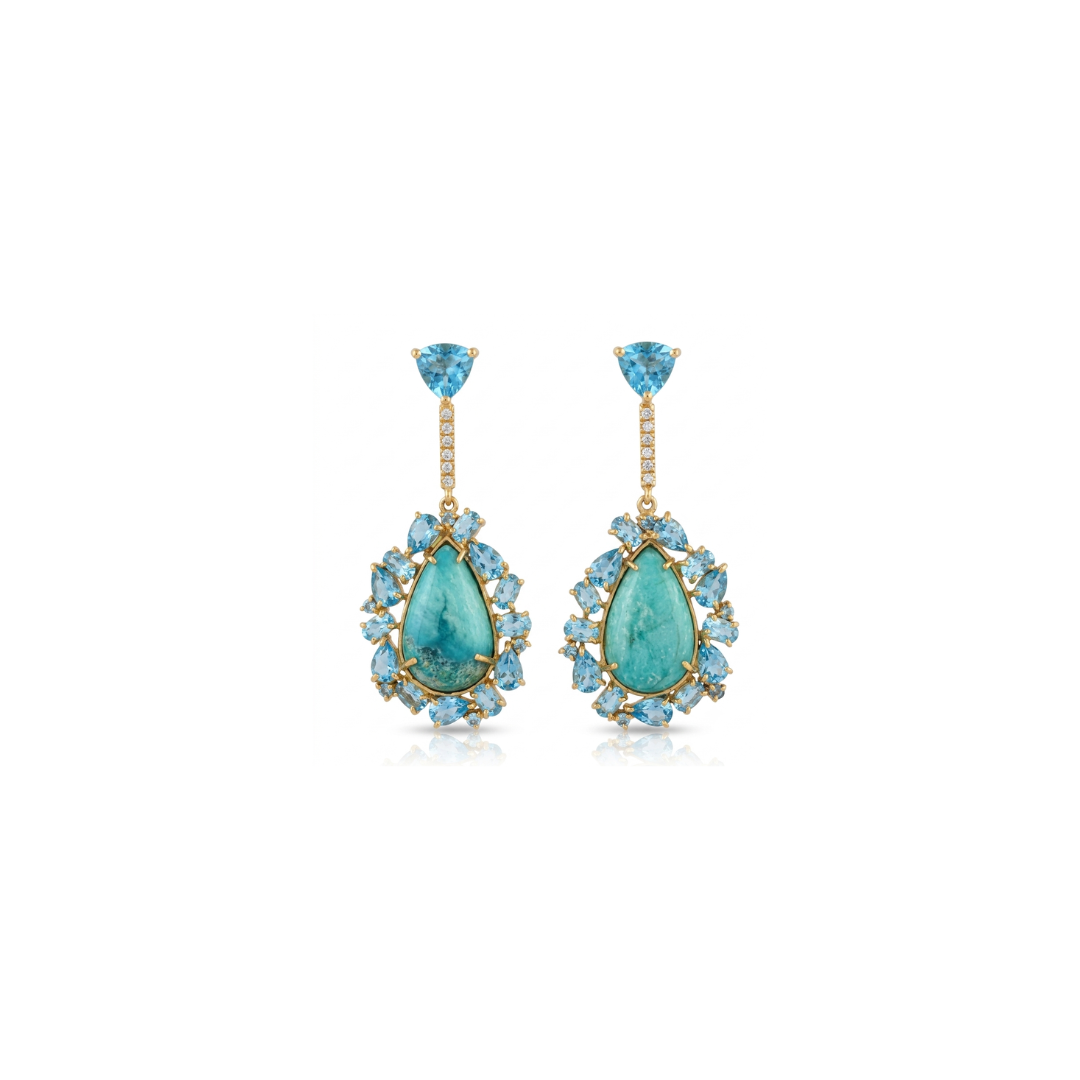 One Off | Kingman Turquoise, Swiss Blue Topaz & Cubic Zirconia | Earrings