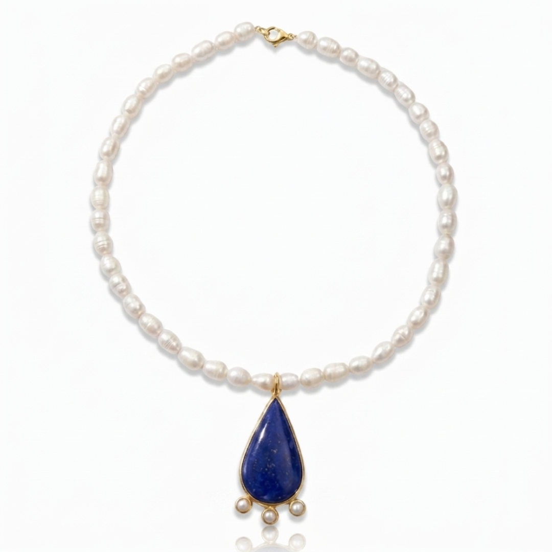 One Off | Lapis And Cultured Pearl | Necklace