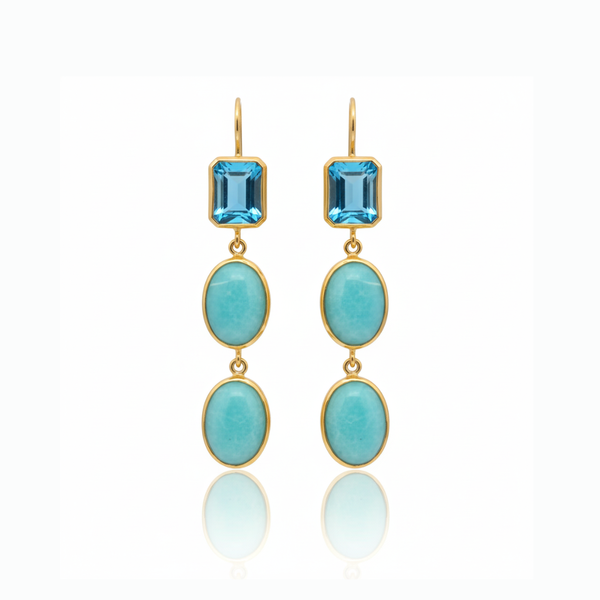Camila | Amazonite And Swiss Blue Topaz | Earrings