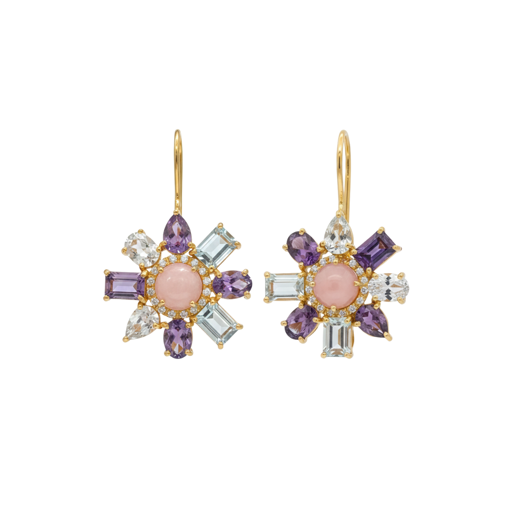 Yuri | Pink Opal, Amethyst, White Topaz And Cubic Zirconia | Earrings