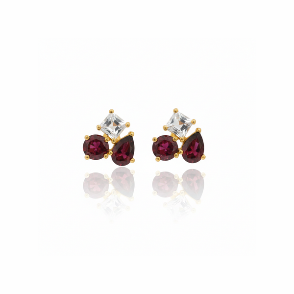 Jane | Garnet & White Topaz | Studs
