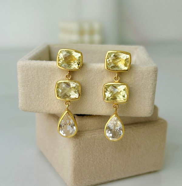 Chelsea | Green Gold | White Topaz | Earrings