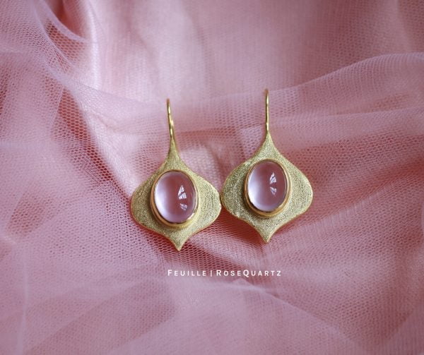 Feuille | Rose Quartz Earrings - Image 2